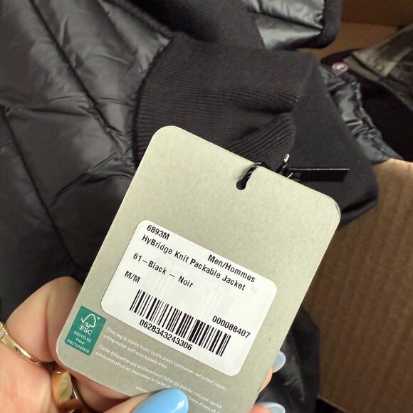 NWT Canada Goose Hybridge Knit Packable Jacket Black Down Quilted Panels Sz M - Picture 2 of 7